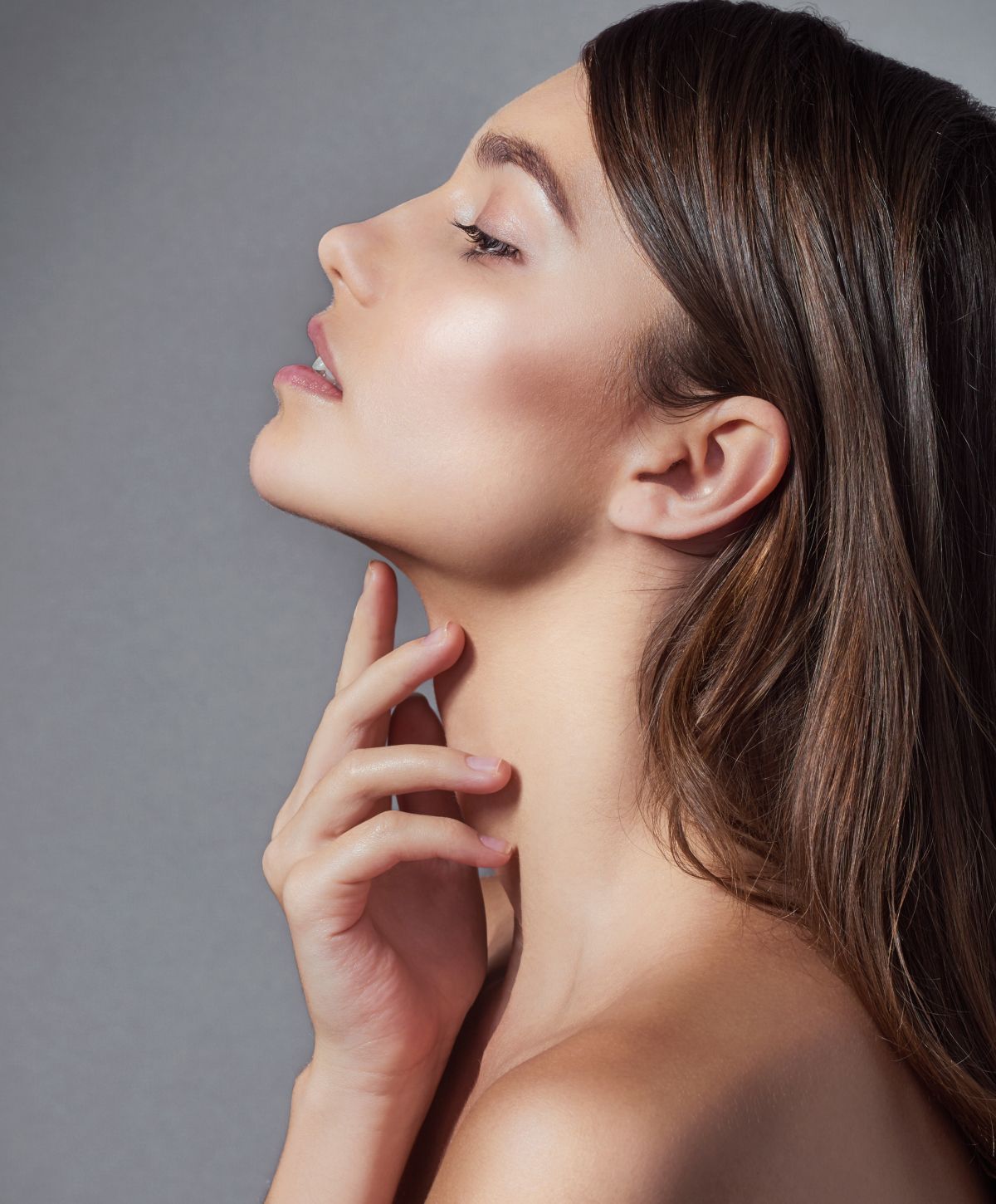 Profile of a woman with smooth skin.